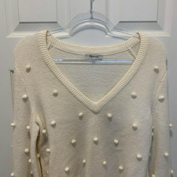 Madewell Bobble Dashwood Ivory Pom Pom Sweater S - Picture 4 of 12